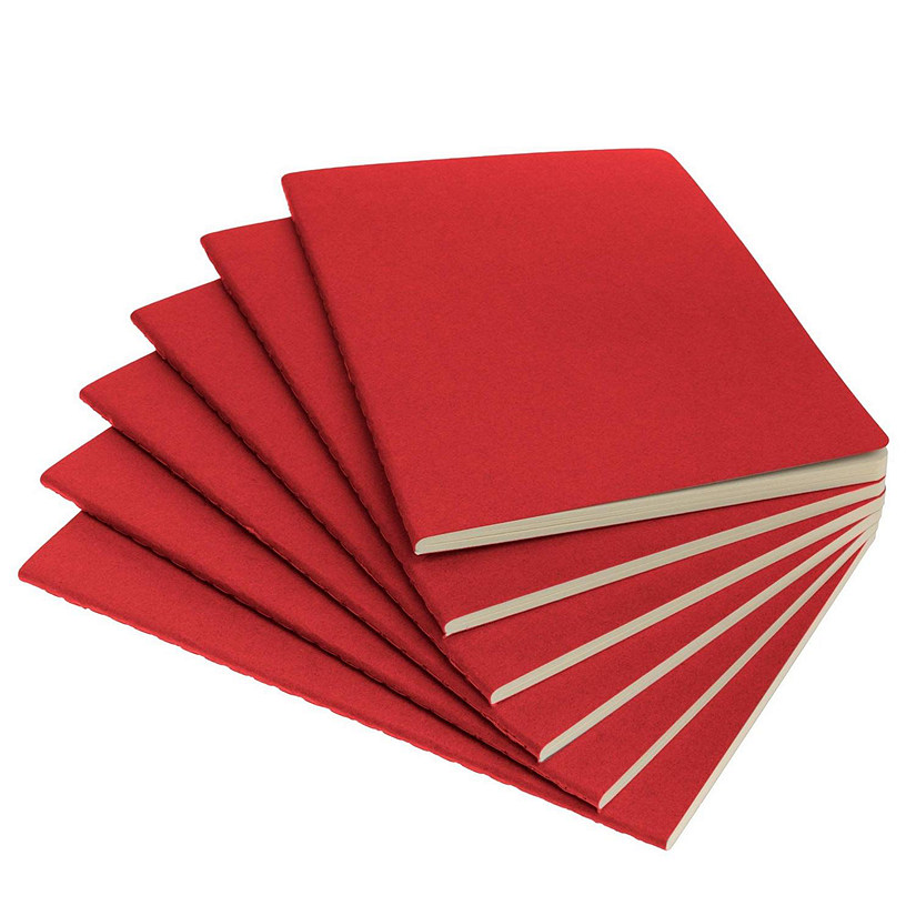 Simply Genius A5 Lined Notebooks with Softcover - College Ruled Notebook - 92 pages, 5.5" x 8.3" (Red, 6 pack) Image