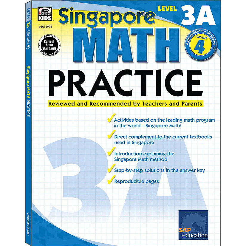 Singapore Math -- Level 3A Math Practice Workbook for 4th Grade, Paperback, Ages 9--10 with Answer Key Image