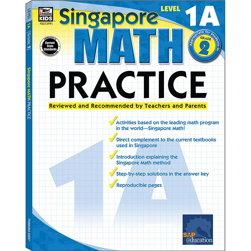 Singapore Math Practice Workbook&#8212;Level 1A, Grade 2 Math Book, Adding and Subtracting, Ordinal Numbers, Number Bonds, Identifying Shapes and Patterns (128 pgs) Image