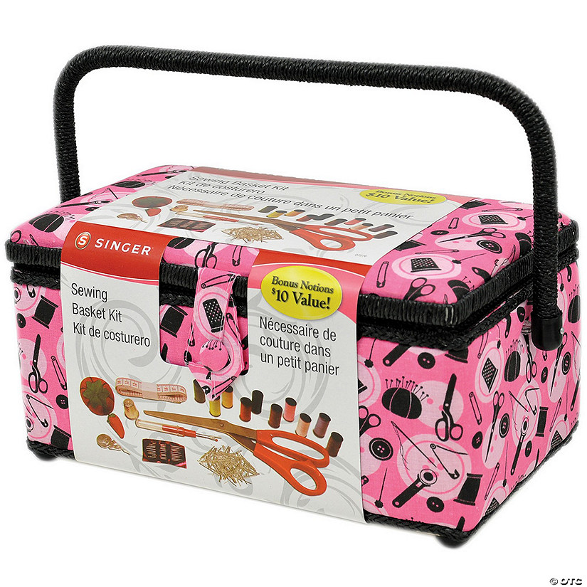 Singer Sewing Basket Pink Notions