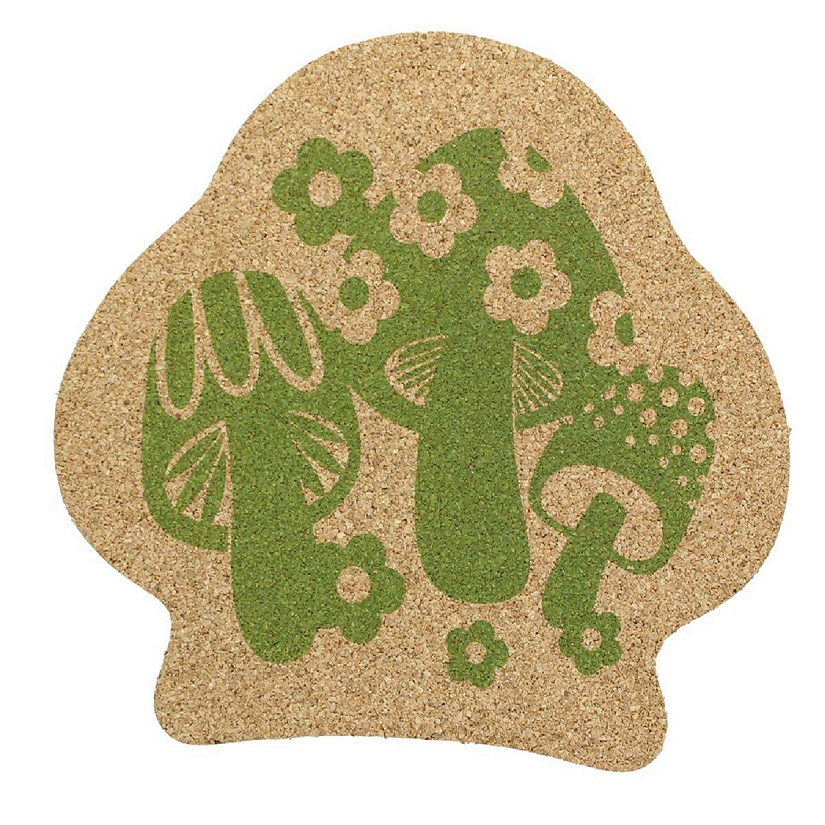 Single Retro Cork Drink Coaster -Mushrooms Image