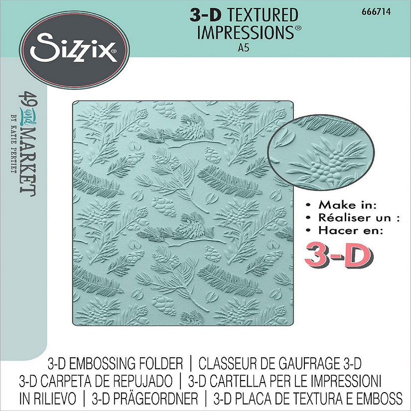 Sizzix 3D Textured Embossing Folder By 49 And Market-Pines Image