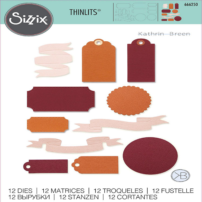 Sizzix Thinlits By Kath Breen 12/Pkg-Vintage Tags &amp; Banners Image