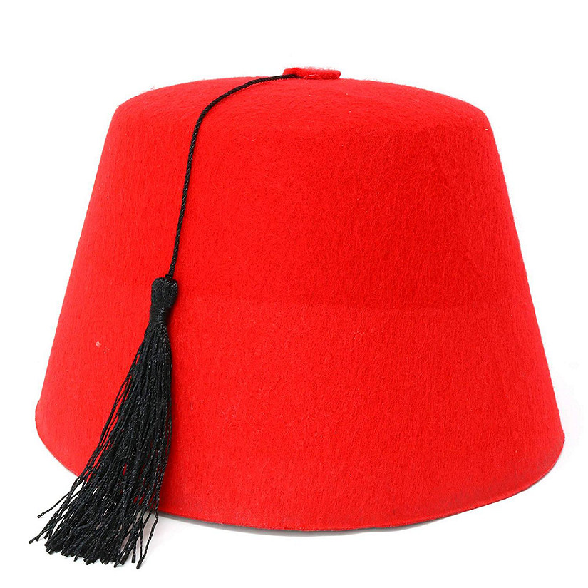 Skeleteen Arabian Red Fez Hat - Moroccan Costume Accessory Fez Hats with Black Tassel - 1 Piece Image