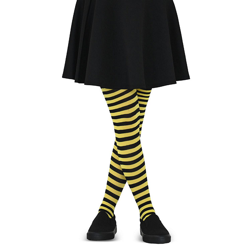 Skeleteen Black and Yellow Tights - Striped Nylon Bumble Bee Stretch  Pantyhose Stocking Accessories for Men, Women and Teens