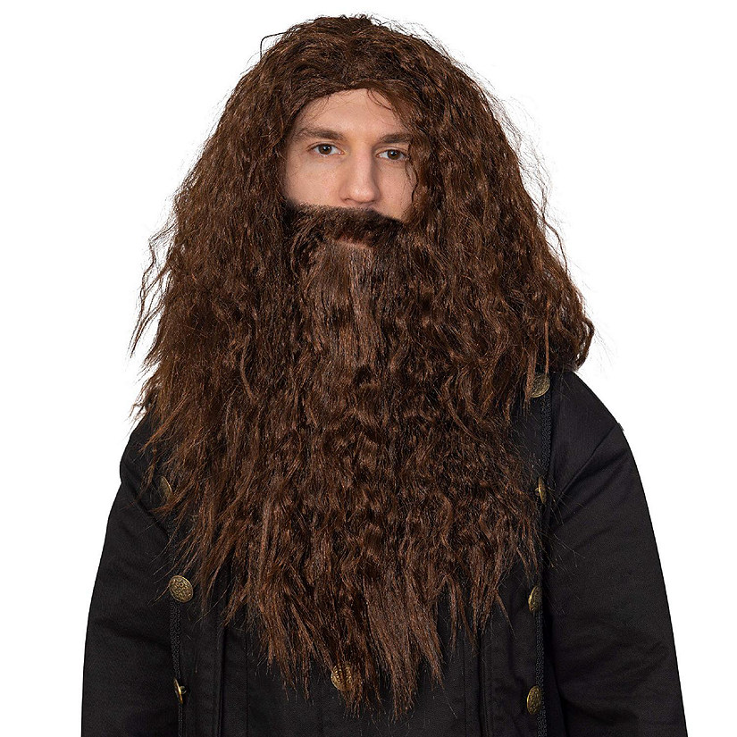 Skeleteen Brown Wig and Beard - Brown Wavy Biblical Costume Accessories Hair Wig and Beard Set for Adults and Kids Image