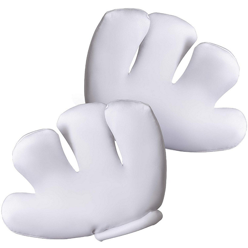 Skeleteen Cartoon Hand Gloves Costume - Giant White Puffy Hands Character Costumes Accessories for Adults and Kids Image