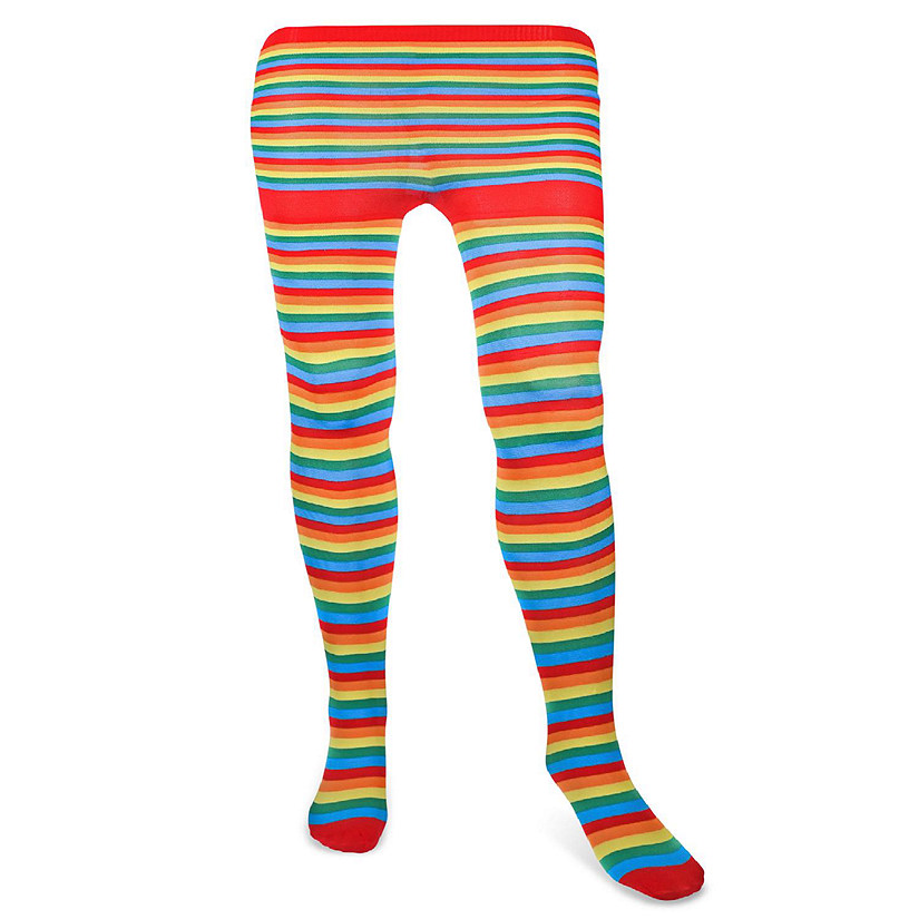 Skeleteen Colorful Rainbow Striped Tights - Striped Nylon Clown Stretch Pantyhose LGBTQ Stocking Accessories  for Men, Women and Teens Image