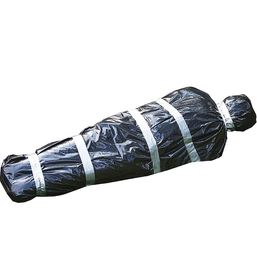 Skeleteen Dead Body Bag Decoration - Dummy Crime Scene Fake Corpse Figure in Garbage Bag with Duct Tape Scary Outdoor Party Prop Haunted Decorations Image