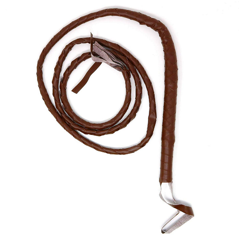Skeleteen Faux Leather Brown Whip - 6.5' Woven Costume Accessories Whips - 1 Piece Image