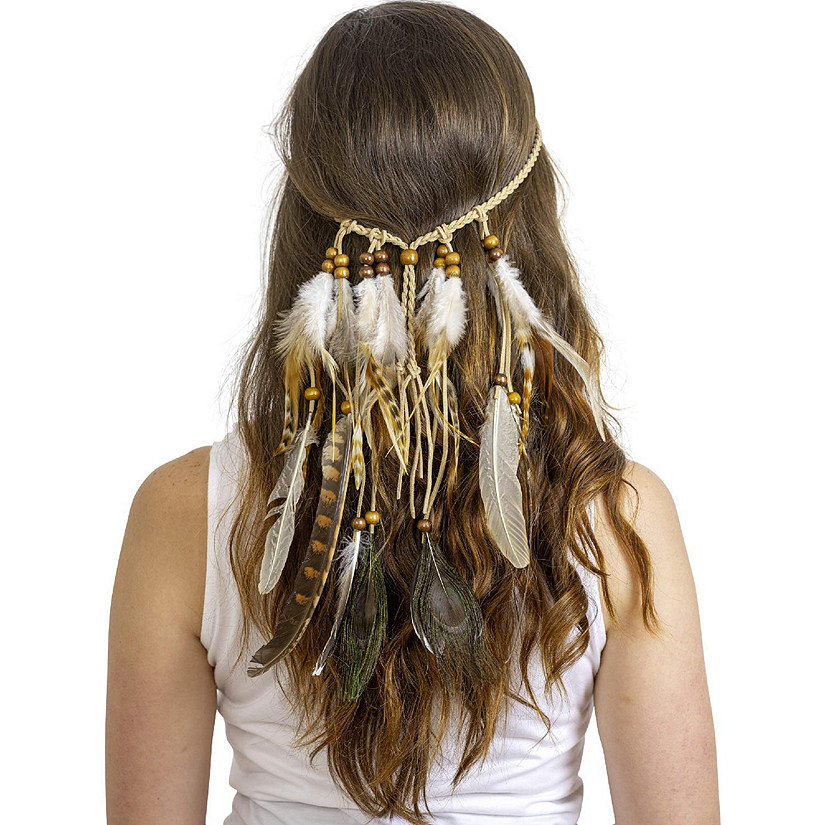 Brand New Bead and Feather Native American Indian Costume Headband 