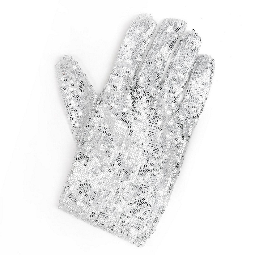 Skeleteen Michael Jackson Sequin Glove - White Right Handed Glove Costume Accessory - 1 Piece Image
