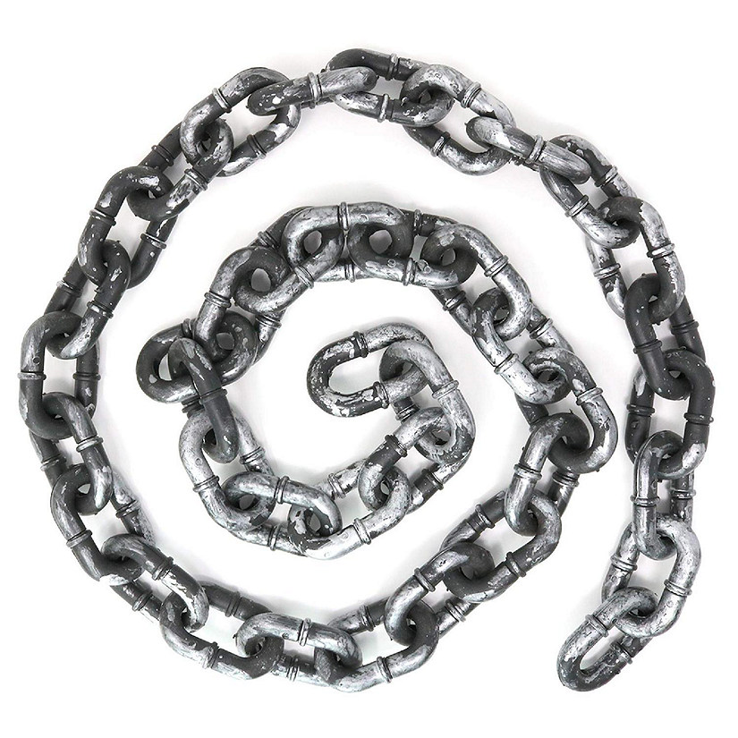 Skeleteen Plastic Link Chain Prop - Black and Silver Removable Large Link Chain - 1 Piece Image
