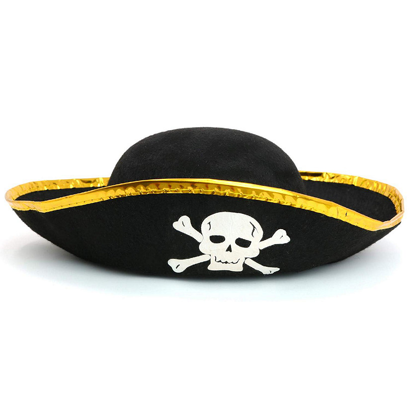 Skeleteen Tri Corner Pirate Hat - Three Cornered Buccaneer Costume Accessory Hat - 1 Piece Image