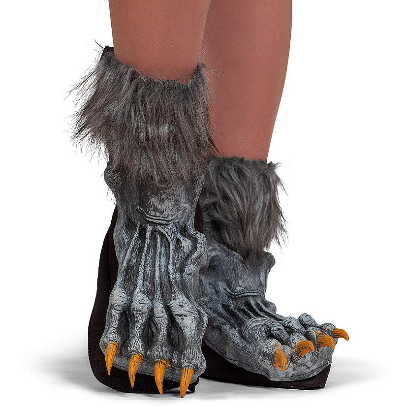 Skeleteen Werewolf Feet Shoe Covers - Silver Grey were Wolf Monster Foot Claws Costume Accessories Image