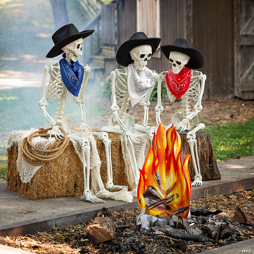 Skeleton Cowboy Bonfire Halloween Decorating Kit - 19 Pc. Image