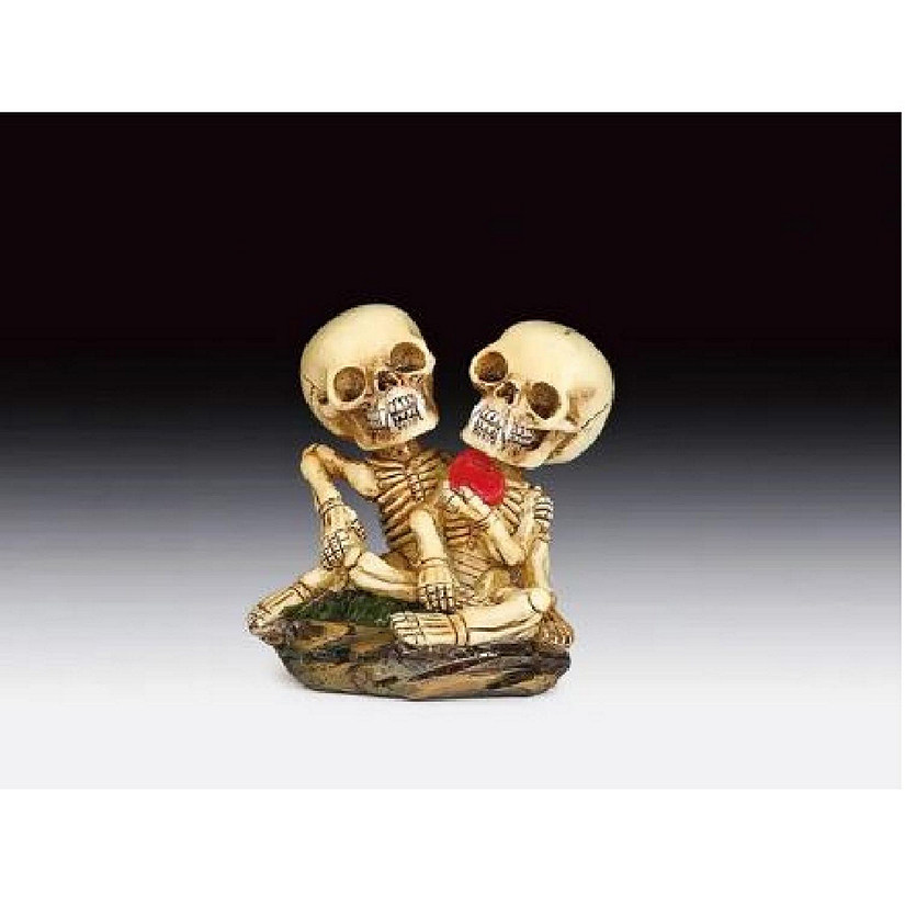 Skeleton Lovers With Heart Figurine New Image