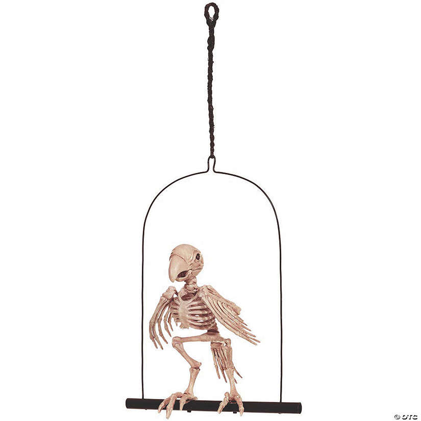 Skeleton Parrot on a Perch Halloween Decoration Image
