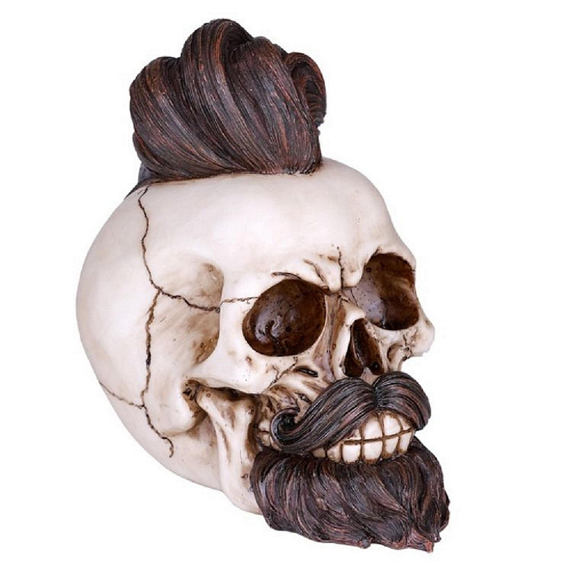 Skeleton Skull with Hair and Beard Figurine New Image