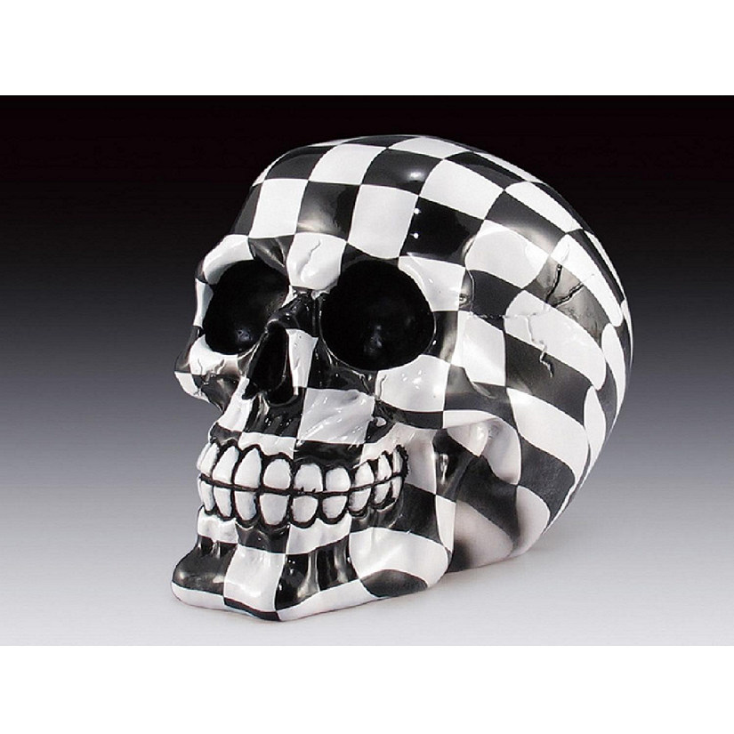 Skull with Black and White Diamonds Figurine Image