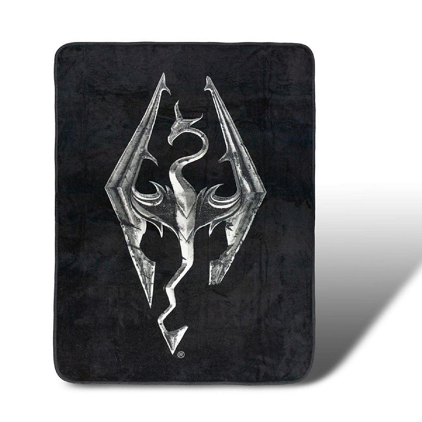 Skyrim Dragon Emblem Lightweight Fleece Throw Blanket  45 x 60 Inches Image