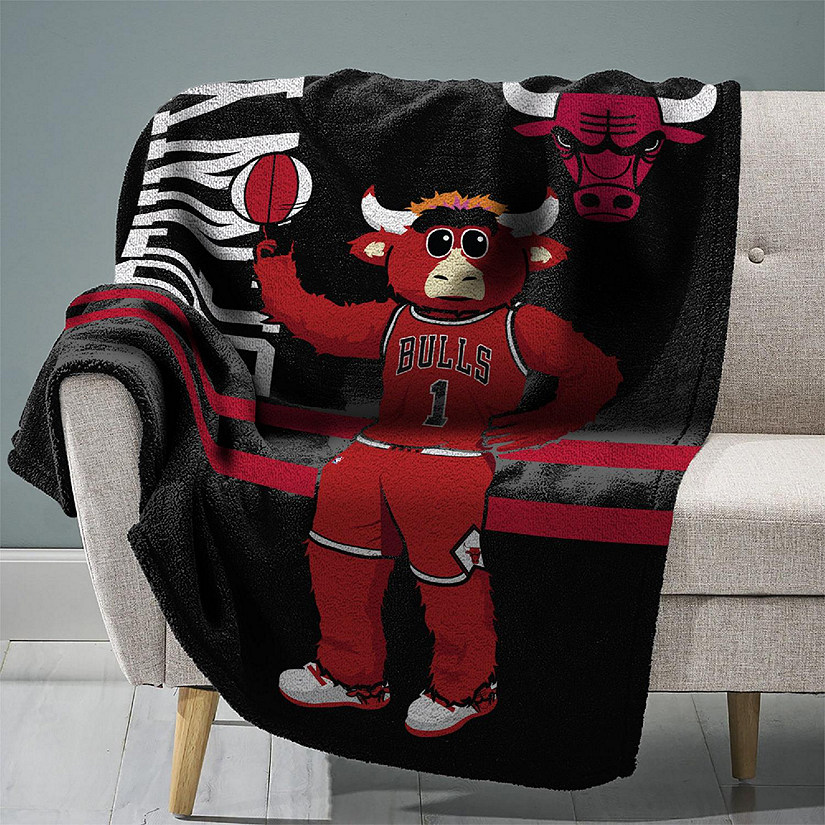 Sleep Squad Chicago Bulls Benny the Bull 60&#8221; x 80&#8221; Raschel Plush Blanket &#8211; An NBA Mascot Super-Soft Throw Image