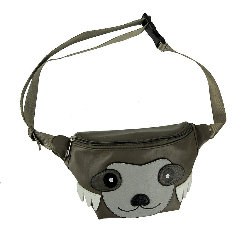 Sleepyville Critters Grey Vinyl Sloth Face Adjustable Fanny Pack Image