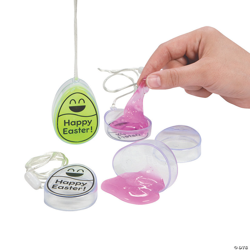 Slime-Filled Easter Egg Necklaces - 12 Pc. - Less Than Perfect Image