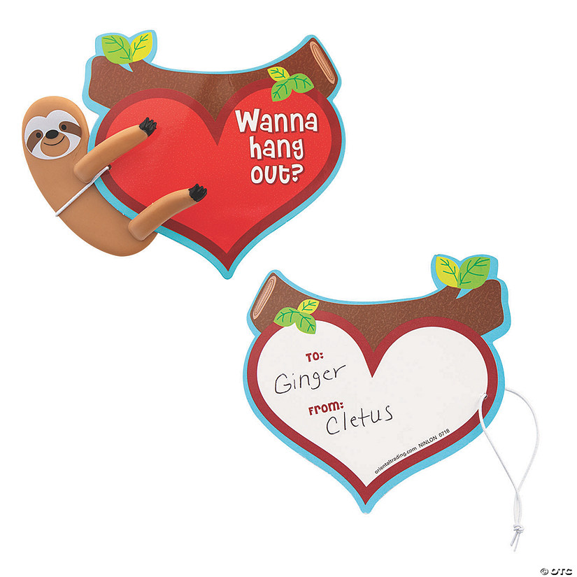 Sloth Bendable Valentine Exchanges with Card for 24 Image