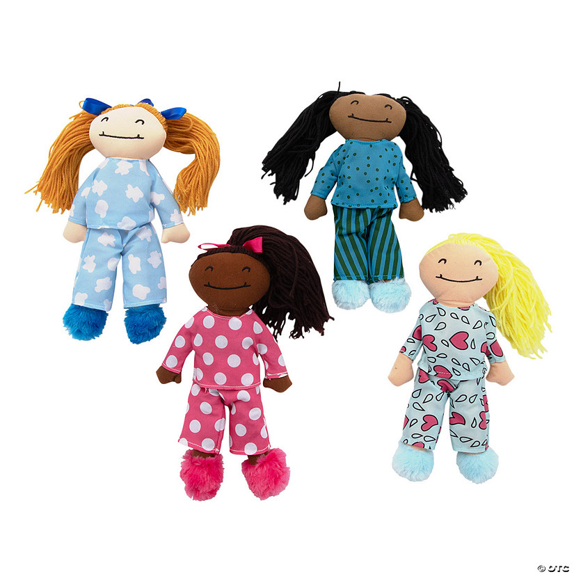 Slumber Party Stuffed Yarn Hair Dolls - 4 Pc. Image
