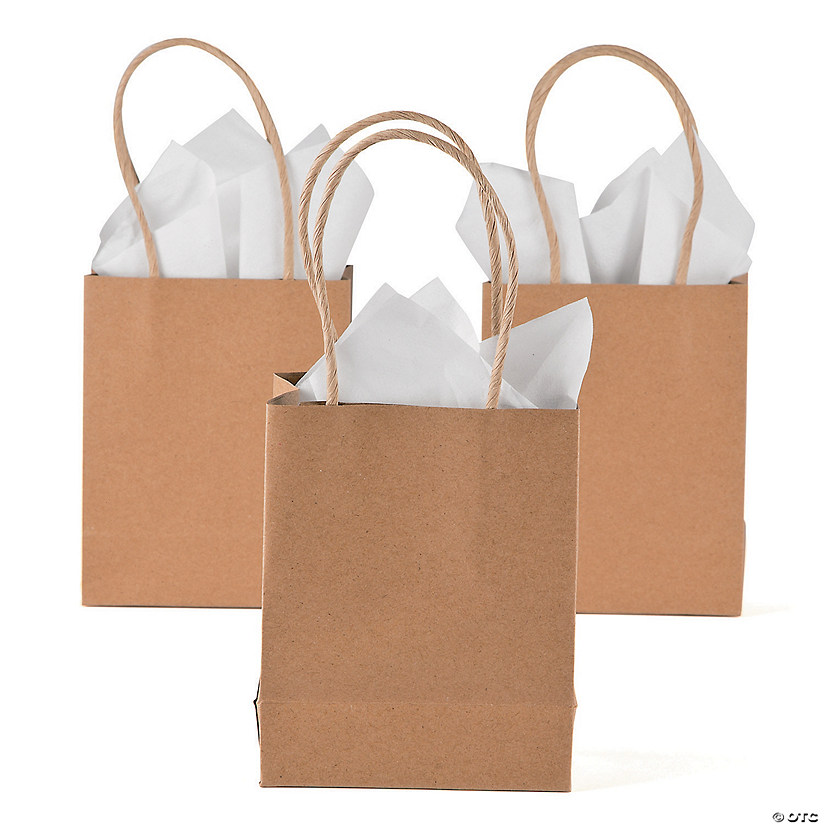 Small Brown Kraft Paper Gift Bags - 12 Pc. Image
