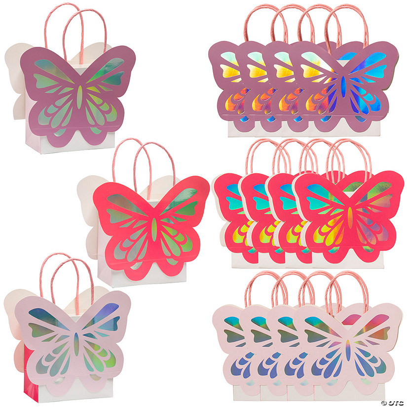 Small Butterfly-Shaped Cardstock Gift Bags - 12 Pc. Image