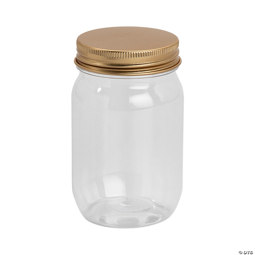 Small Clear Plastic Jars with Gold Lid - 12 Pc. Image