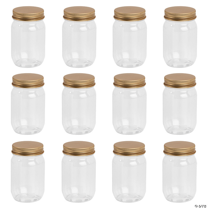 Small Clear Plastic Jars with Gold Lid 12 Pc. Oriental Trading