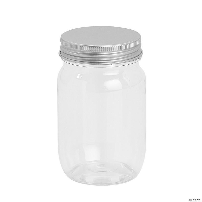 Small Clear Plastic Jars with Silver Lid &#8211; 12 Pc.  Image