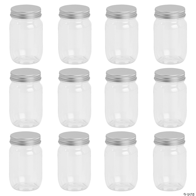 Small Clear Plastic Jars with Silver Lid 12 Pc. Oriental Trading