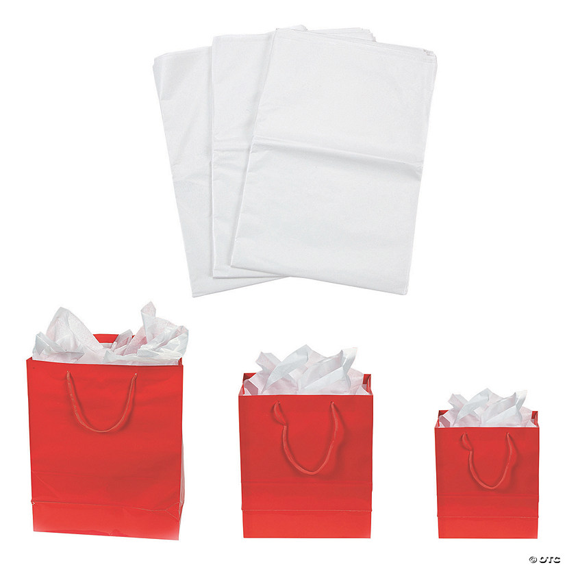 Small, Medium & Large Red Gift Bags & Tissue Paper Kit - 36 Pc. Image