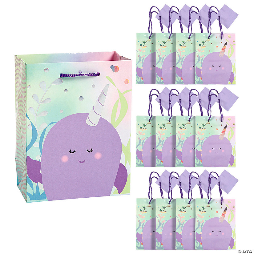 Small Narwhal Party Paper Gift Bags - 12 Pc. Image