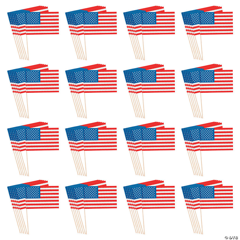 Small Paper American Flags on Sticks - 4 1/2" x 3" | Oriental Trading