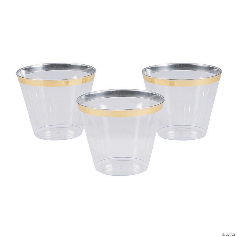 Small Plastic Cups with Gold Trim - 24 Pc. Image