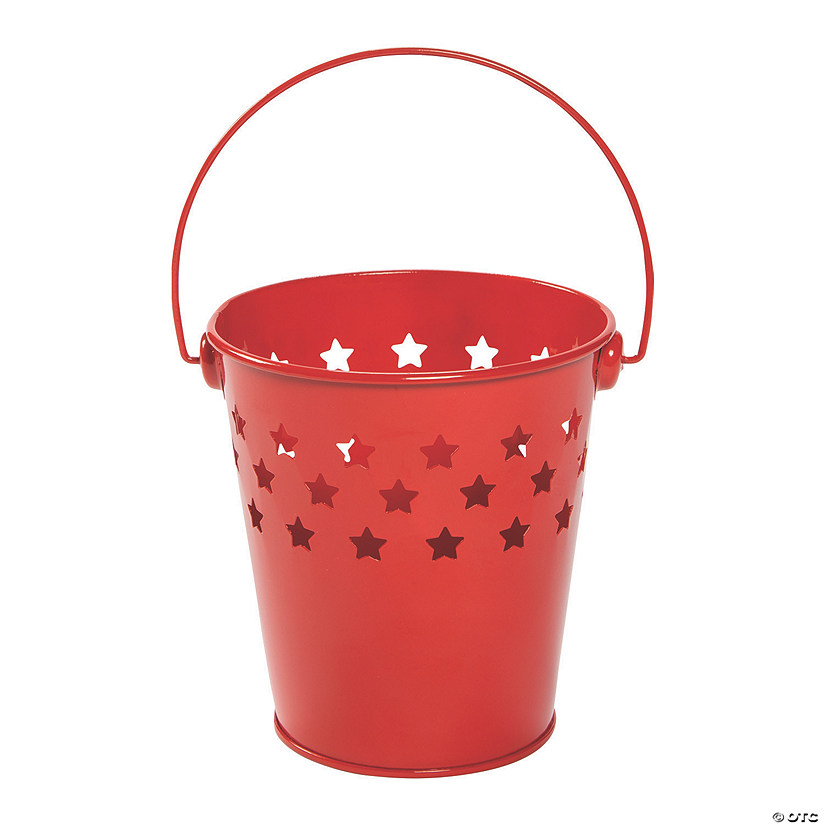 Small Red Patriotic Die-Cut Star Pails - 6 Pc. Image