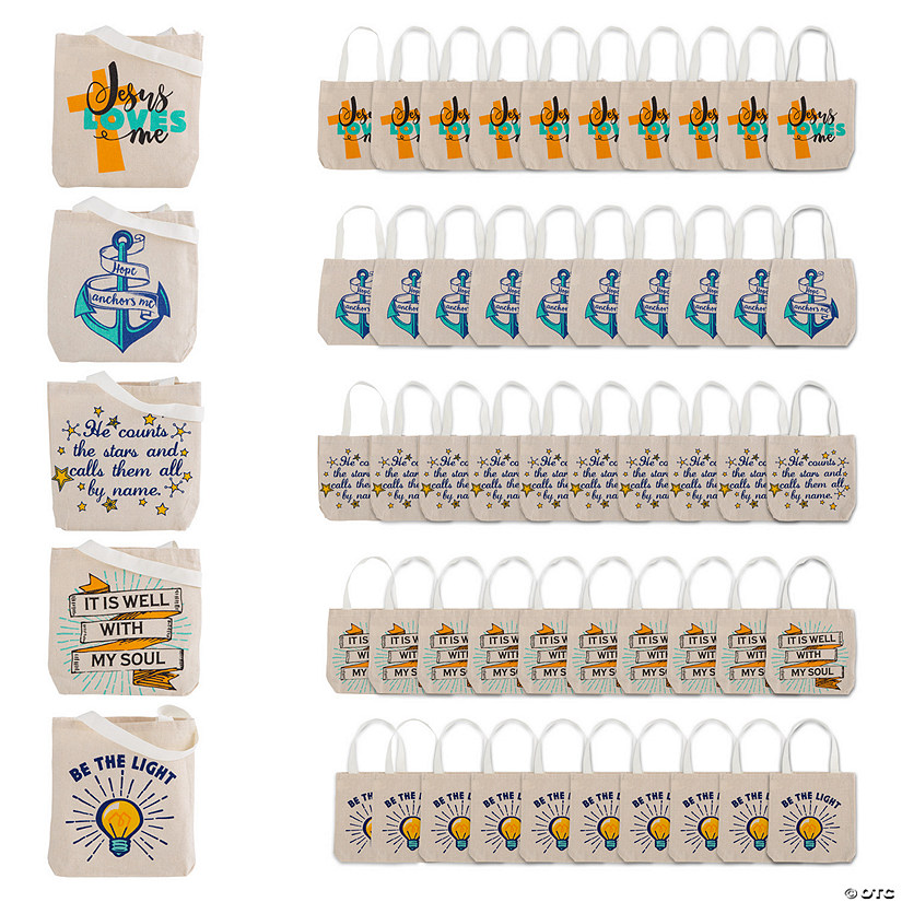 Small Religious Canvas Tote Bag Assortment | Oriental Trading