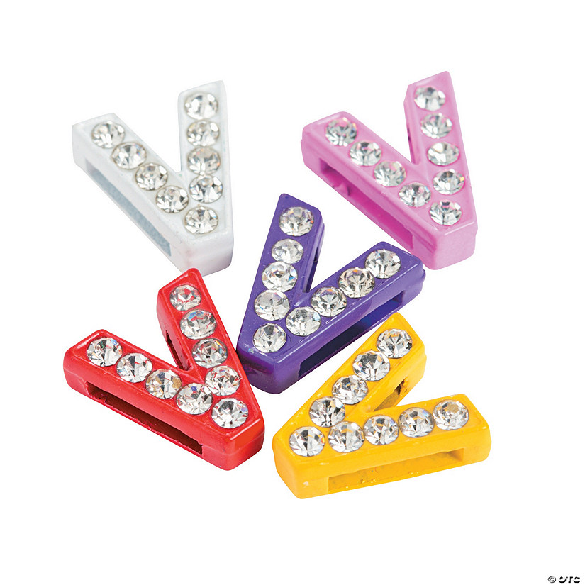 Small Rhinestone Letter Slide Charms V Oriental Trading