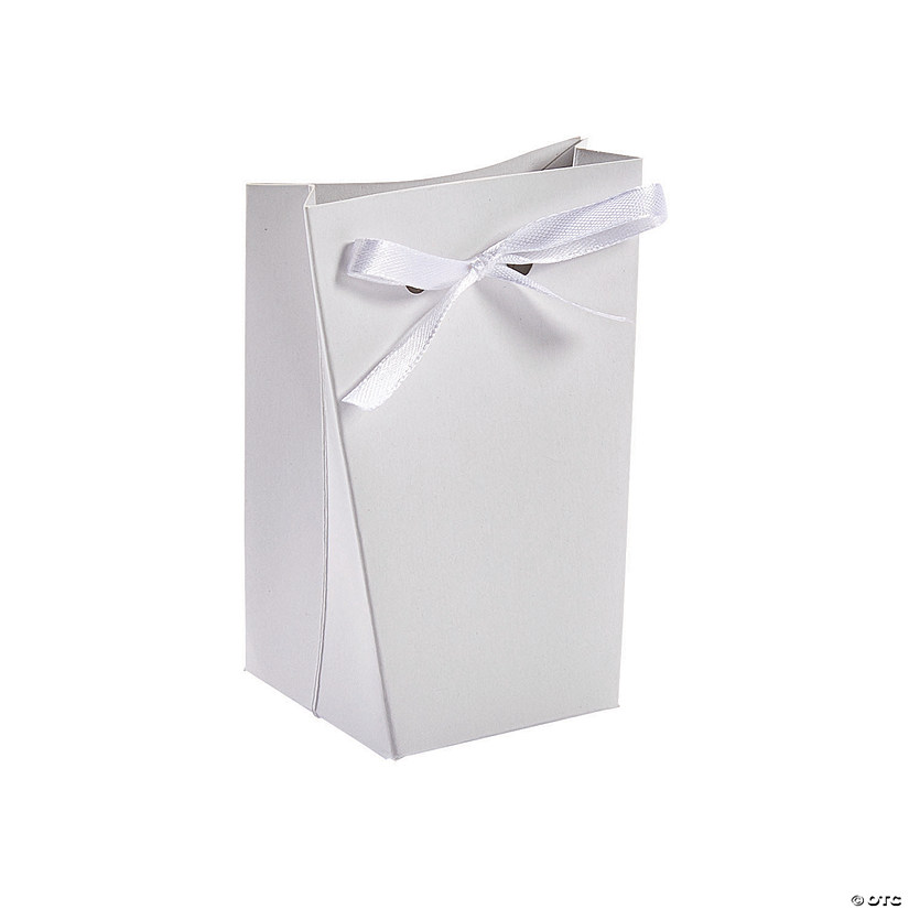 Small White Favor Boxes with Ribbon - 24 Pc. Image