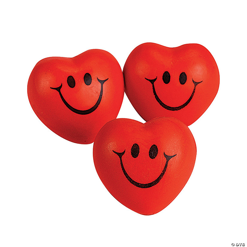 Smile Face Heart-Shaped Stress Balls - 12 Pc. Image