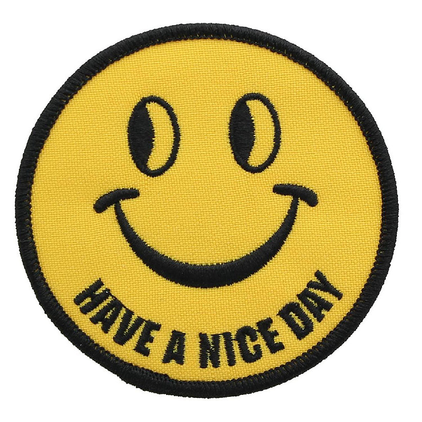 Smiley Face "Have a Nice Day" Iron-On Fabric Patch Image