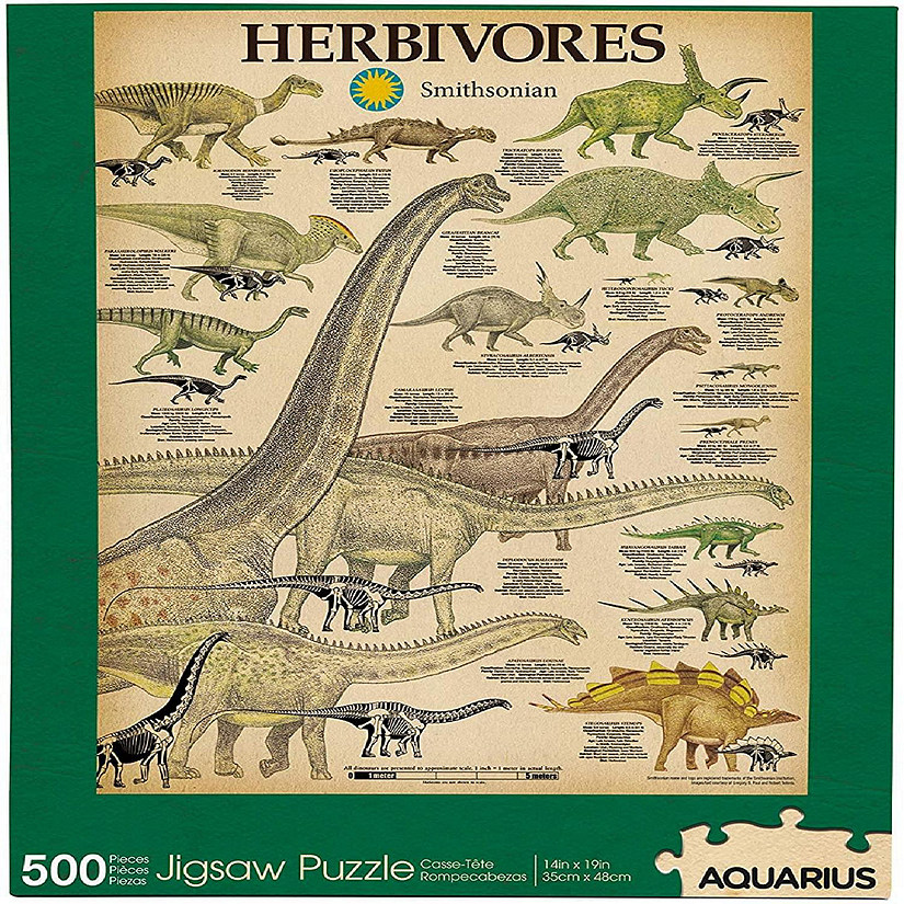 Smithsonian Herbivore Dinosaurs 500 Piece Jigsaw Puzzle Image
