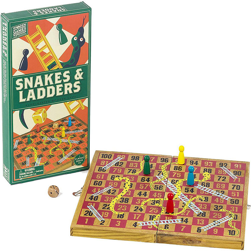 Snakes and Ladders  Classic Wooden Family Board Game Image