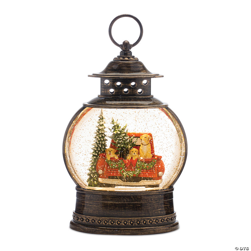 Snow Globe Dogs And Tree In Truck Bed 11.5&quot;H Plastic 6 Hr Timer 3Aa Batteries Not Included Or Usb Cord Included Image