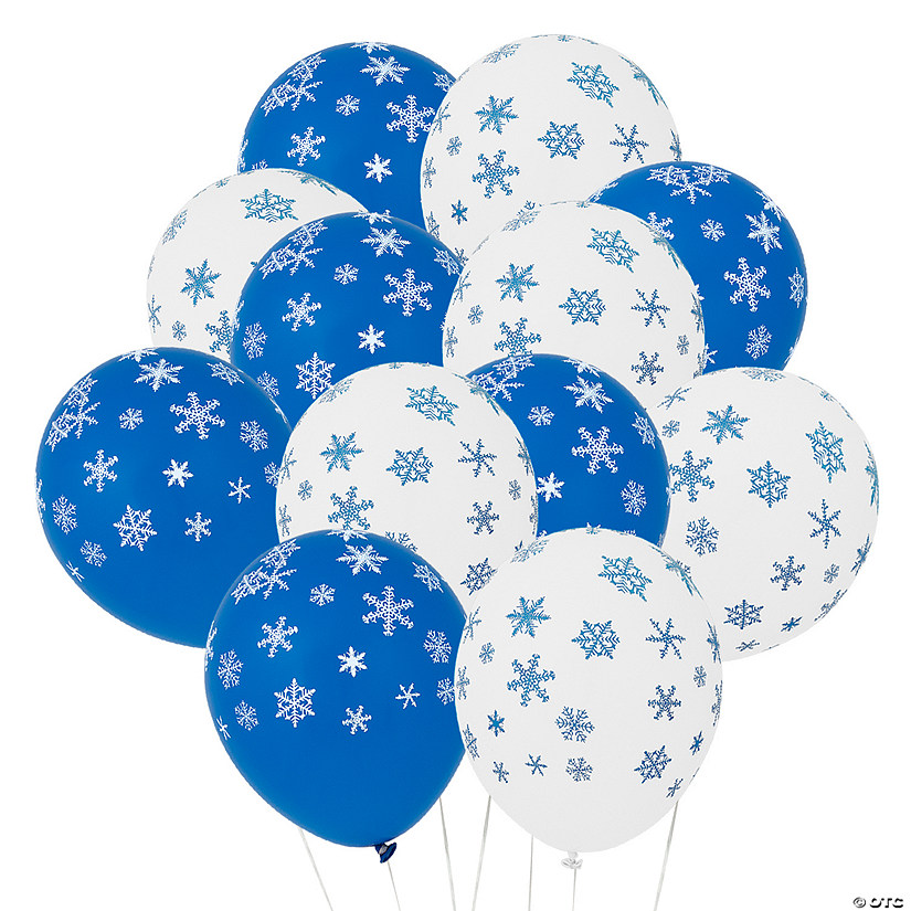 Snowflake Blue & White 11" Latex Balloons - 24 Pc. Image